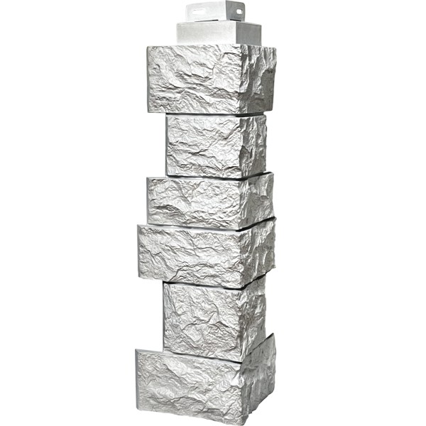 Цокольный сайдинг FineBer – Серия “Дикий камень”, Угол наружный, Мелованный белый купить в Тюмени