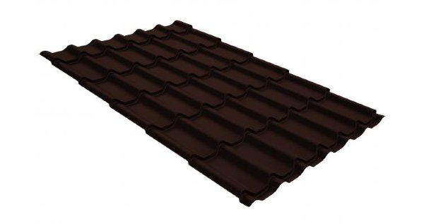 Металлочерепица классик GL 0,5 GreenCoat Pural Matt RR 887 шоколадно-коричневый (RAL 8017 шоколад) купить в Тюмени