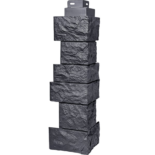 Цокольный сайдинг FineBer – Серия “Дикий камень”, Угол наружный, Асфальт купить в Тюмени