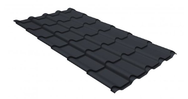 Металлочерепица камея GL 0,5 GreenCoat Pural RR 23 темно-серый (RAL 7024 мокрый асфальт) купить в Тюмени