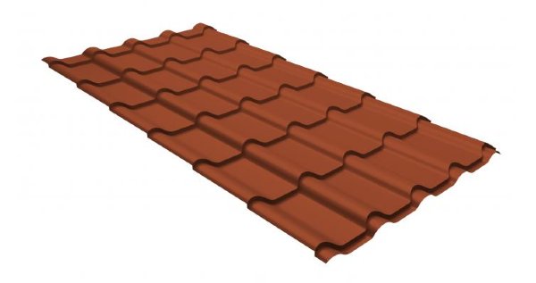 Металлочерепица камея GL 0,5 GreenCoat Pural RR 750 кирпично-красный (RAL 8004 терракота) купить в Тюмени