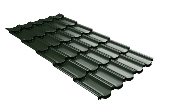 Металлочерепица квинта плюс с 3D резом 0,5 GreenСoat Pural Matt RR 11 темно-зеленый (RAL 6020 хромовая зелень) купить в Тюмени