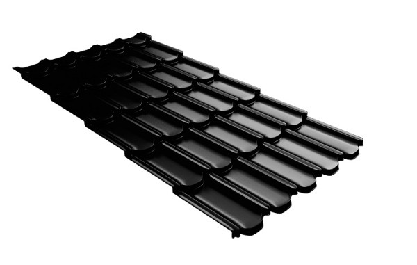 Металлочерепица квинта плюс с 3D резом 0,5 GreenСoat Pural Matt RR 33 черный (RAL 9005 черный) купить в Тюмени