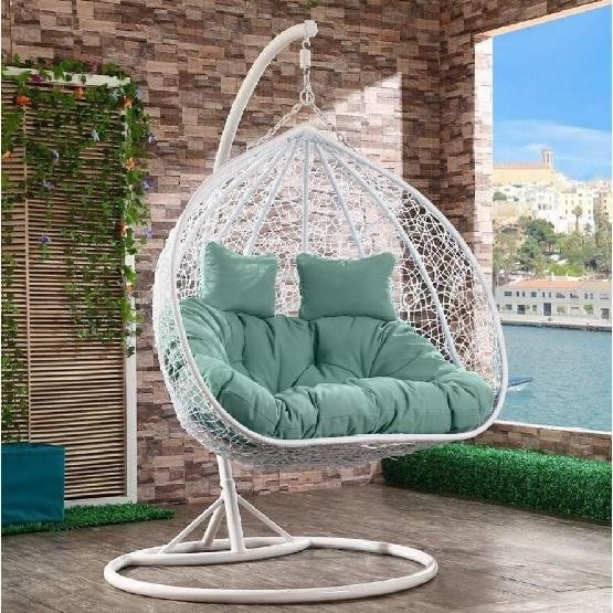 Кресло Подвесное из искусственного ротанга AFM-109A White/Green купить в Тюмени