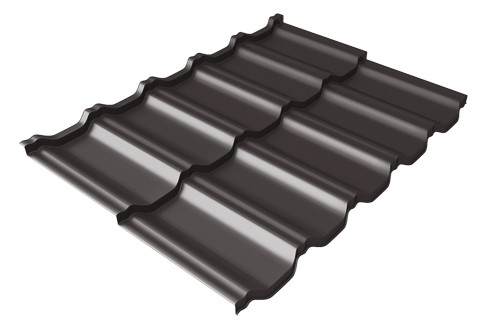 Металлочерепица модульная Квинта Uno Grand Line c 3D резом 0,5 GreenСoat Pural Matt RR 32 темно-коричневый (RAL 8019 серо-коричневый) купить в Тюмени