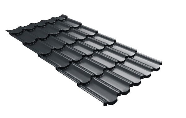 Металлочерепица квинта плюс с 3D резом 0,5 Satin RAL 7016 антрацитово-серый купить в Тюмени