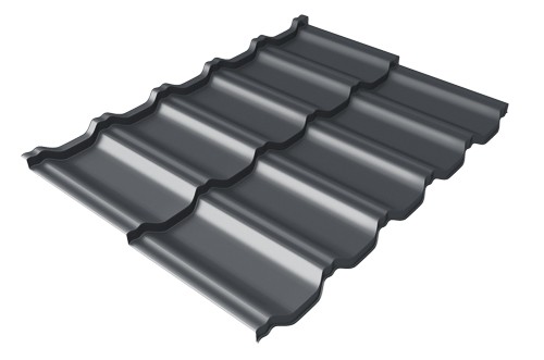 Металлочерепица модульная Квинта Uno Grand Line c 3D резом 0,45 Drap RAL 7024 мокрый асфальт купить в Тюмени