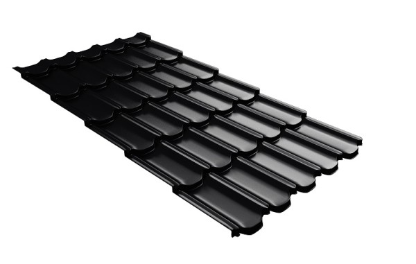 Металлочерепица квинта плюс с 3D резом 0,5 Satin RAL 9005 черный купить в Тюмени